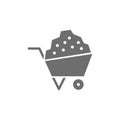 Wheelbarrow cart grey icon. Isolated on white background