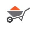 Wheelbarrow cart icon, isolated on white background, vector illustration.