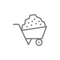 Wheelbarrow cart line icon.