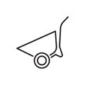 Wheelbarrow cart line icon on white background