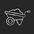 Wheelbarrow chalk white icon on black background Royalty Free Stock Photo