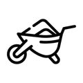 wheelbarrow with compost line icon vector illustration Royalty Free Stock Photo