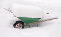 Wheelbarrow covered in snow Royalty Free Stock Photo