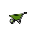 Wheelbarrow. Filled color icon. Gardening vector illustration