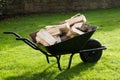 Wheelbarrow full of logs