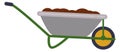 Wheelbarrow full of soil. Gardening tool cartoon icon