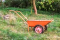 Wheelbarrow in the garden Royalty Free Stock Photo