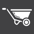 Wheelbarrow glyph icon, build and repair