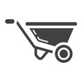 Wheelbarrow glyph icon, build and repair
