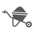 Wheelbarrow glyph icon, trolley and tool, cart sign, vector graphics, a solid pattern on a white background.