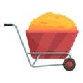 Wheelbarrow hay bale icon cartoon vector. Farm straw