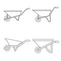 Wheelbarrow icon vector set. garden tool illustration sign collection. Agriculture cart symbol.