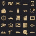 Wheelbarrow icons set, simple style