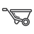 Wheelbarrow line icon, build and repair