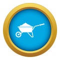 Wheelbarrow loaded with soil icon blue vector isolated