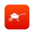 Wheelbarrow loaded with soil icon digital red