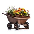 Wheelbarrow Planter Isolated on White Background. Generative ai