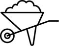 wheelbarrow with sandSand in wheelbarrow icon as a linear symbol for web design Royalty Free Stock Photo