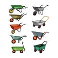 wheelbarrow set cartoon vector illustration