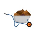 Wheelbarrow and shit. Turd in garden trolley. Vector Illustration