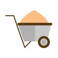 Wheelbarrow soil agriculture work equipment farm cartoon flat icon style