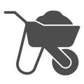 Wheelbarrow solid icon. Cart vector illustration isolated on white. Barrow glyph style design, designed for web and app