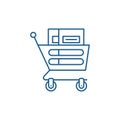 Wheelbarrow in the supermarket line icon concept. Wheelbarrow in the supermarket flat vector symbol, sign, outline