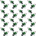 Wheelbarrows in a repeated pattern create a unique visual design for garden lovers Royalty Free Stock Photo