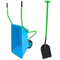 Wheelbarrows and shovel Royalty Free Stock Photo