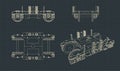 Wheelbase of a train car blueprint