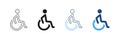 Wheelchair Accessibility Symbol Line And Solid Icon Set. Disability Access, Inclusivity, And Mobility Support Outline Royalty Free Stock Photo