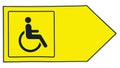 Wheelchair accessible sign on a yellow background Royalty Free Stock Photo