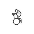 Wheelchair archery line icon