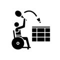 Wheelchair badminton black glyph icon Royalty Free Stock Photo