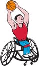 Wheelchair Basketball Player Shooting Ball Cartoon Royalty Free Stock Photo