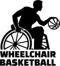 Wheelchair basketball silhouette with word