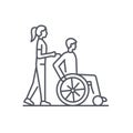 Wheelchair care - modern black line design style icon