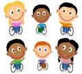 Wheelchair children character vector pack