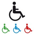 Wheelchair - Colourful Vector Icons - Isolated On White