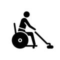 Wheelchair curling black glyph icon