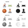 Wheelchair, disabled, man, and other web icon in cartoon style. Basketball, game, competitions, icons in set collection. Royalty Free Stock Photo