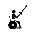 Wheelchair fencing black glyph icon