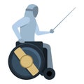 Wheelchair fencing icon cartoon vector. Sport exercise