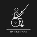 Wheelchair fencing white linear icon for dark theme