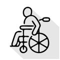 Wheelchair flat line icon. Disabled person in wheel chair vector illustration Royalty Free Stock Photo