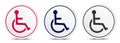 Wheelchair handicap icon crystal flat round button set illustration design Royalty Free Stock Photo