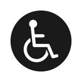 Wheelchair handicap icon flat black round button vector illustration Royalty Free Stock Photo