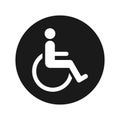 Wheelchair handicap icon flat black round button vector illustration Royalty Free Stock Photo