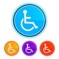 Wheelchair handicap icon flat design round buttons set illustration design Royalty Free Stock Photo