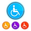 Wheelchair handicap icon flat design round buttons set illustration design Royalty Free Stock Photo